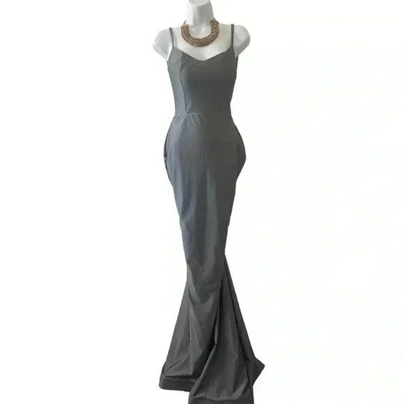 Jessica Angel 974 Formal Mermaid Gown XS | Sleeveless Jersey Evening Dress Scoop - Picture 2 of 8